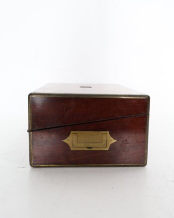 Wooden Box with Brass Inlay and Side Handles