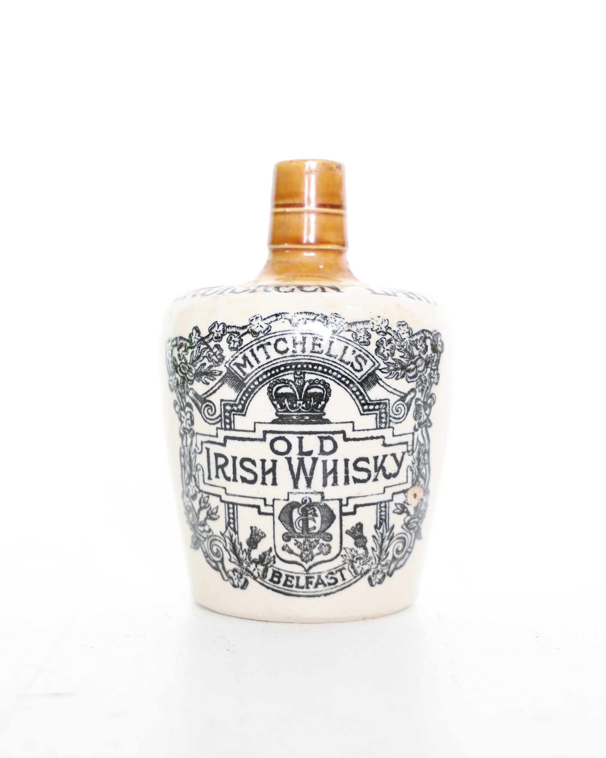 Mitchells Old Irish Whisky Belfast Cruiskeen Lawn Ceramic Flagon