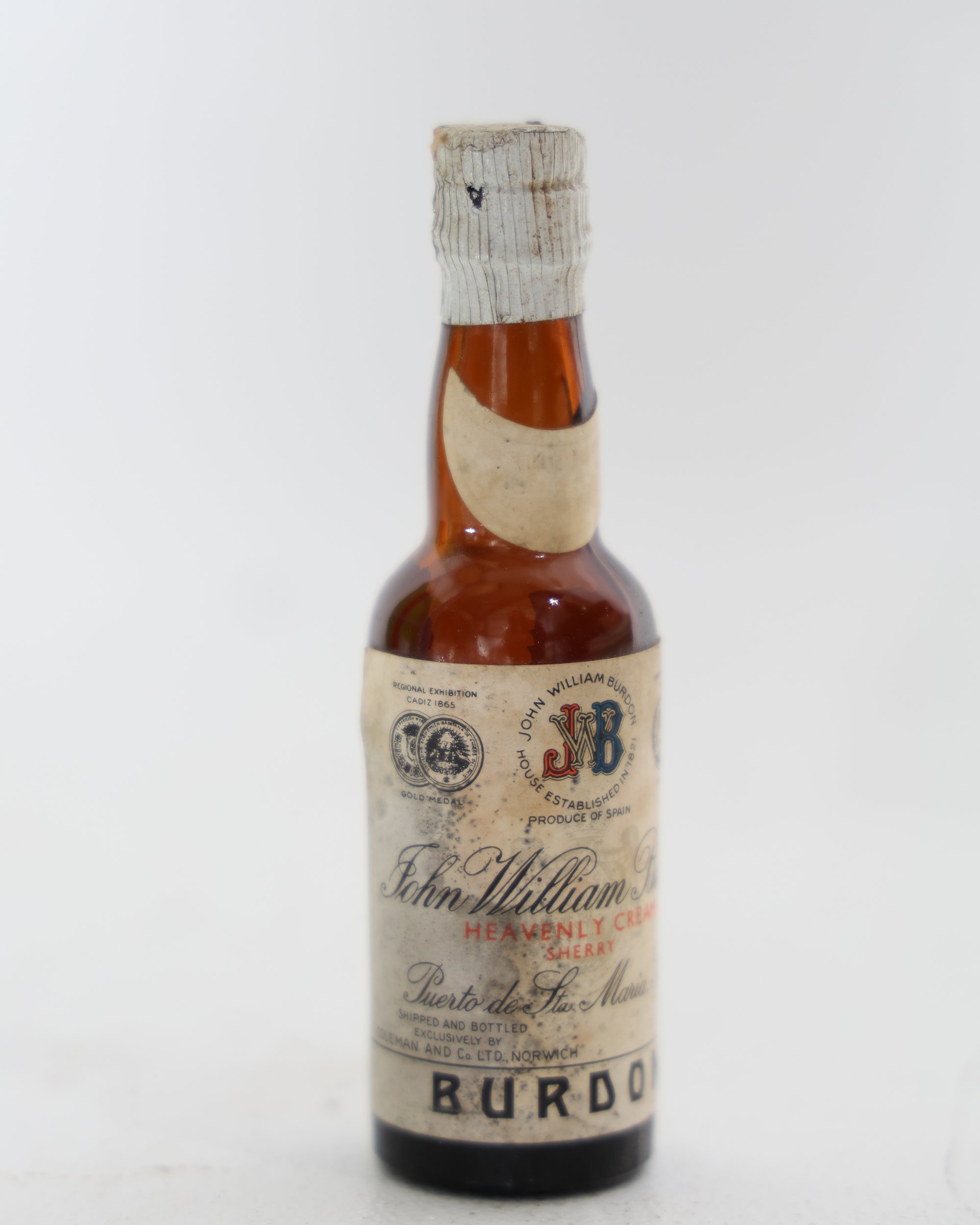 Vintage John William Burdon Heavenly Cream Sherry Miniature Bottle