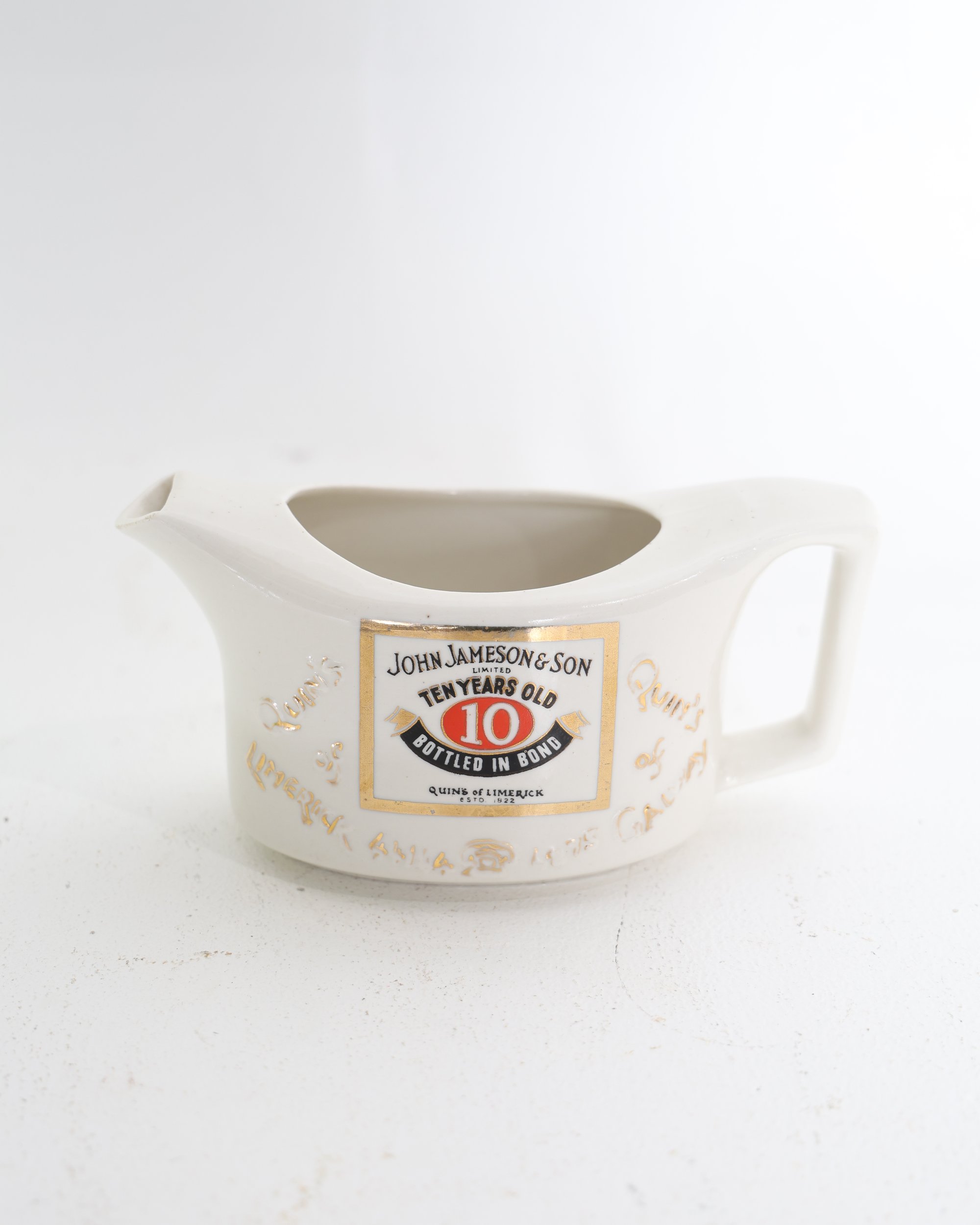 John Jameson and Son Ten Years Old Irish Whiskey Quin of Limerick Ceramic Jug