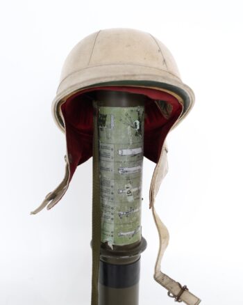 Everoak Cream Leather Vintage Helmet with Red Fabric Lining