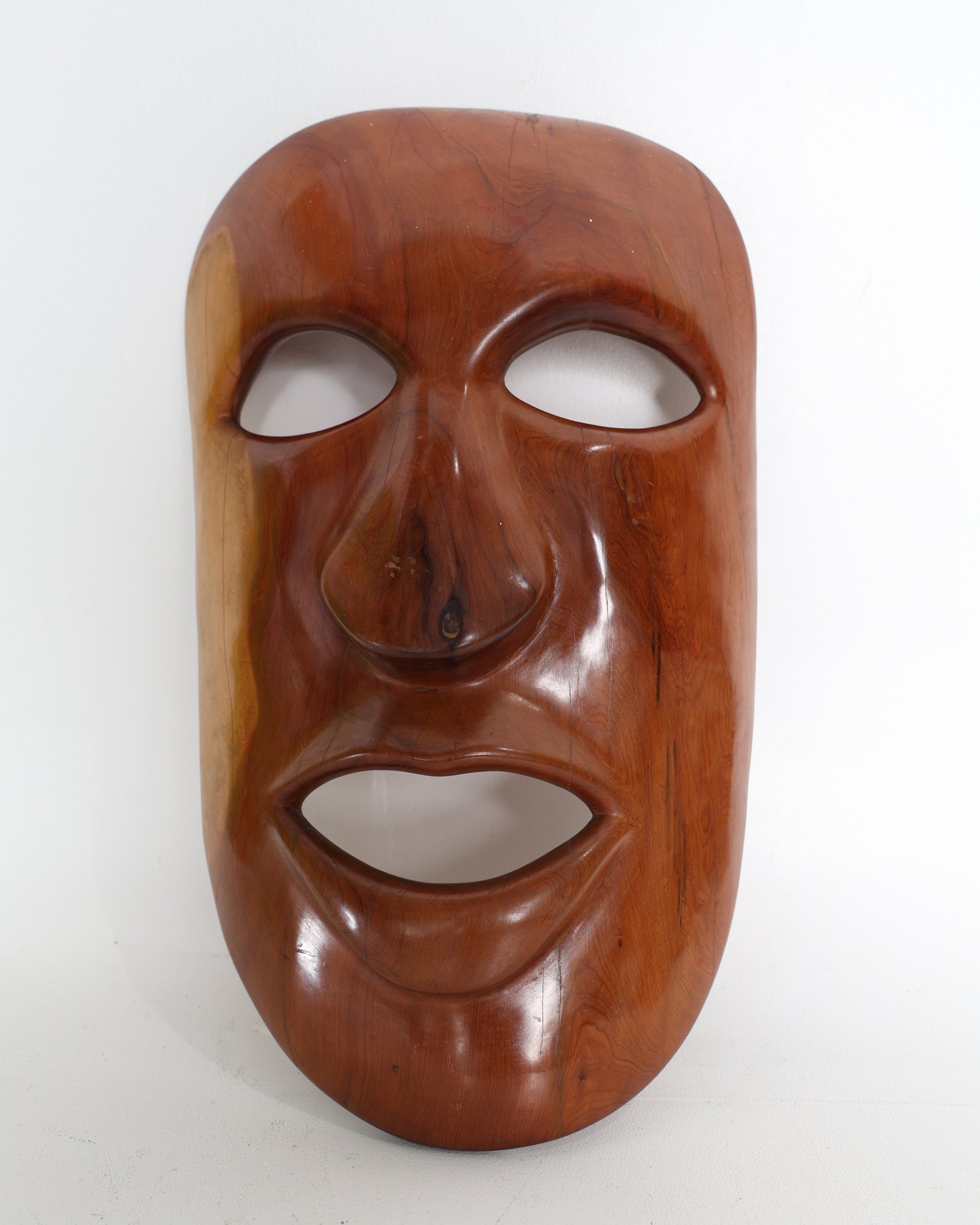 Large Hand-Carved Wooden Face Wall Mask