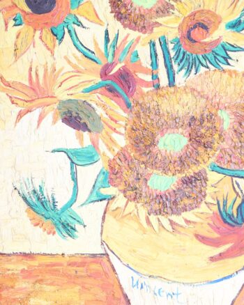 Framed Textured Oil Painting After Van Gogh’s Sunflowers