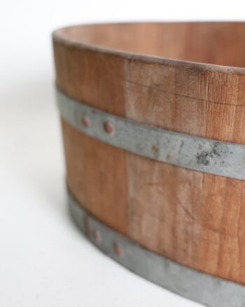 Vintage Oval Coopered Wooden Dry Measure Tub with Metal Bands