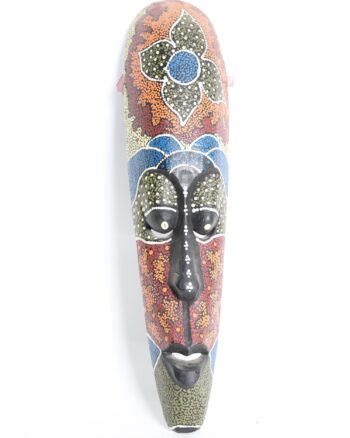 Hand Painted Dot Art Wooden Mask Wall Hanging Decorative Sculpture