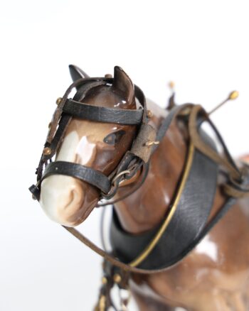Ceramic Shire Horse Figurine with Leather Harness