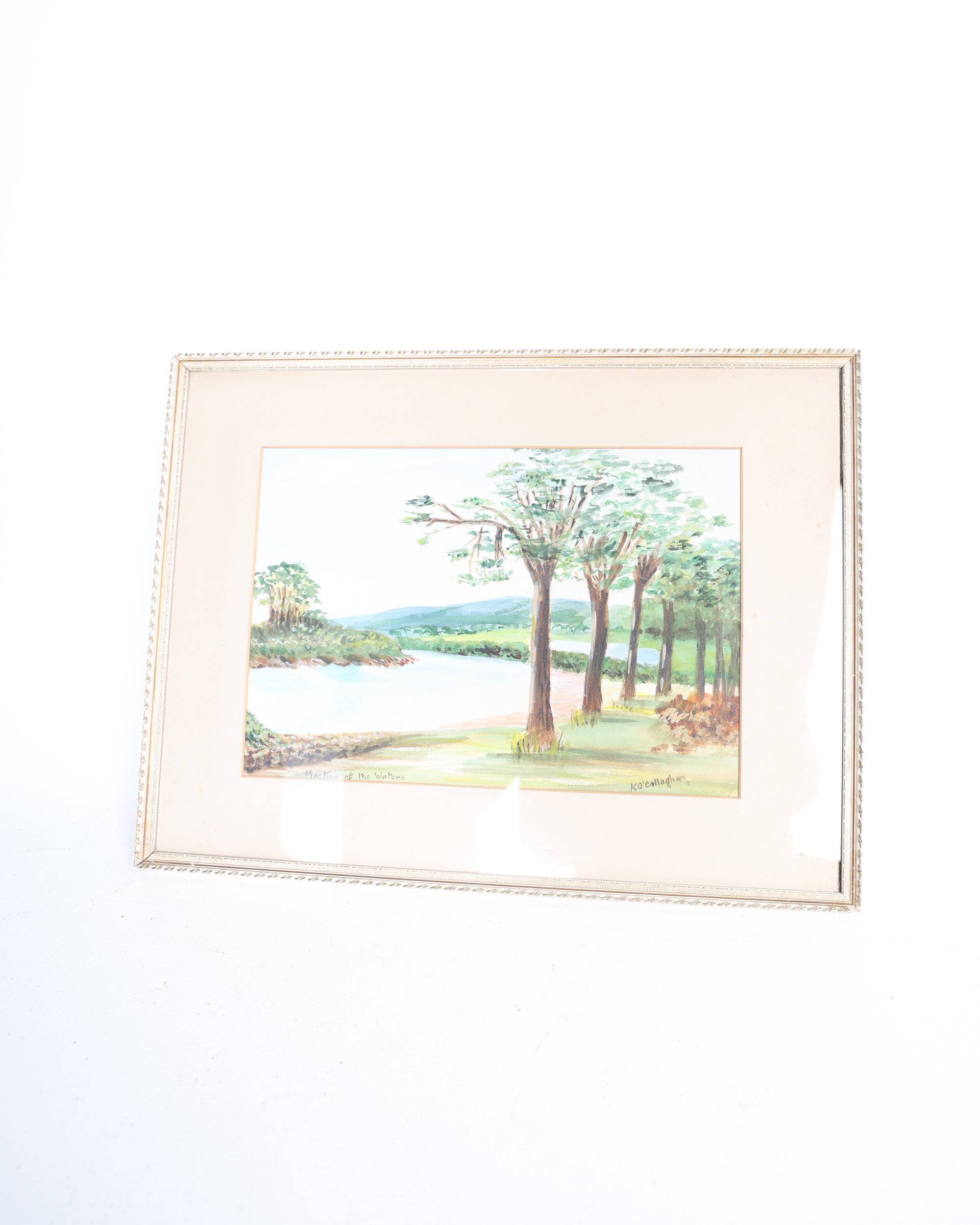 Framed Watercolor Painting Meeting of the Waters by K O’Callaghan