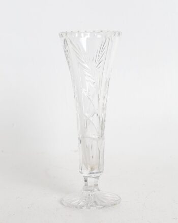 Clear Cut Glass Trumpet Vase with Starburst Base