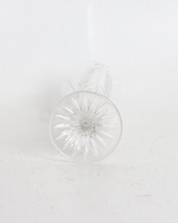 Clear Cut Glass Trumpet Vase with Starburst Base