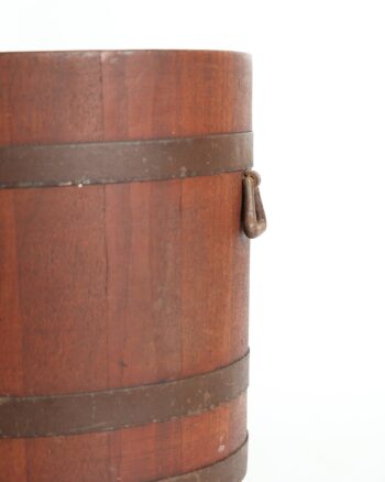 Rustic Wooden Coopered Bucket Planter with Removable Metal Liner