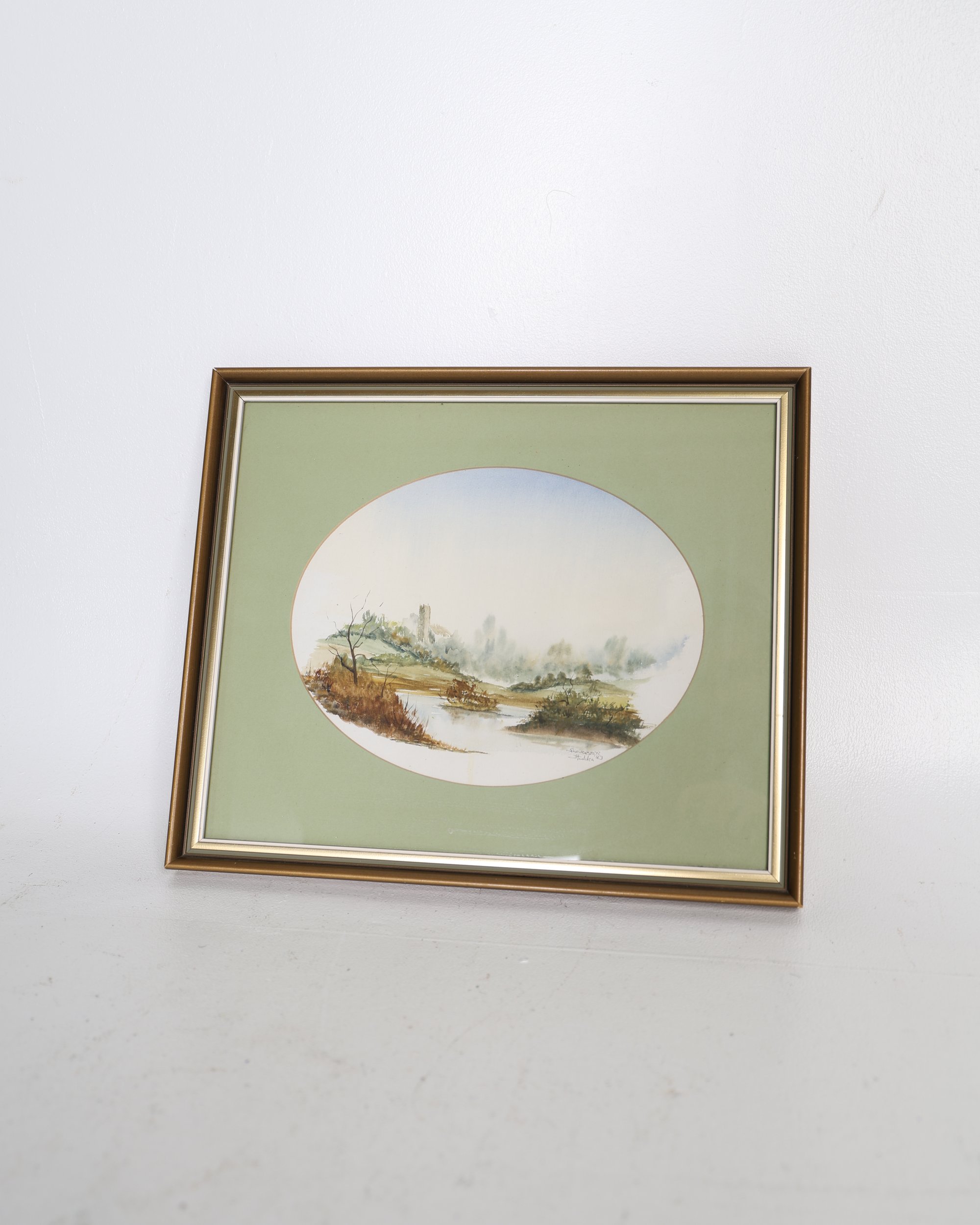 Reflections Framed Watercolour Landscape Painting by Jean Hadden 1983