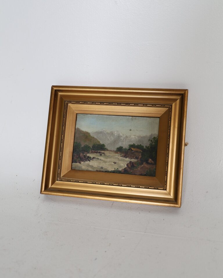 Chien Khan River Landscape Oil Painting in Gold Tone Frame