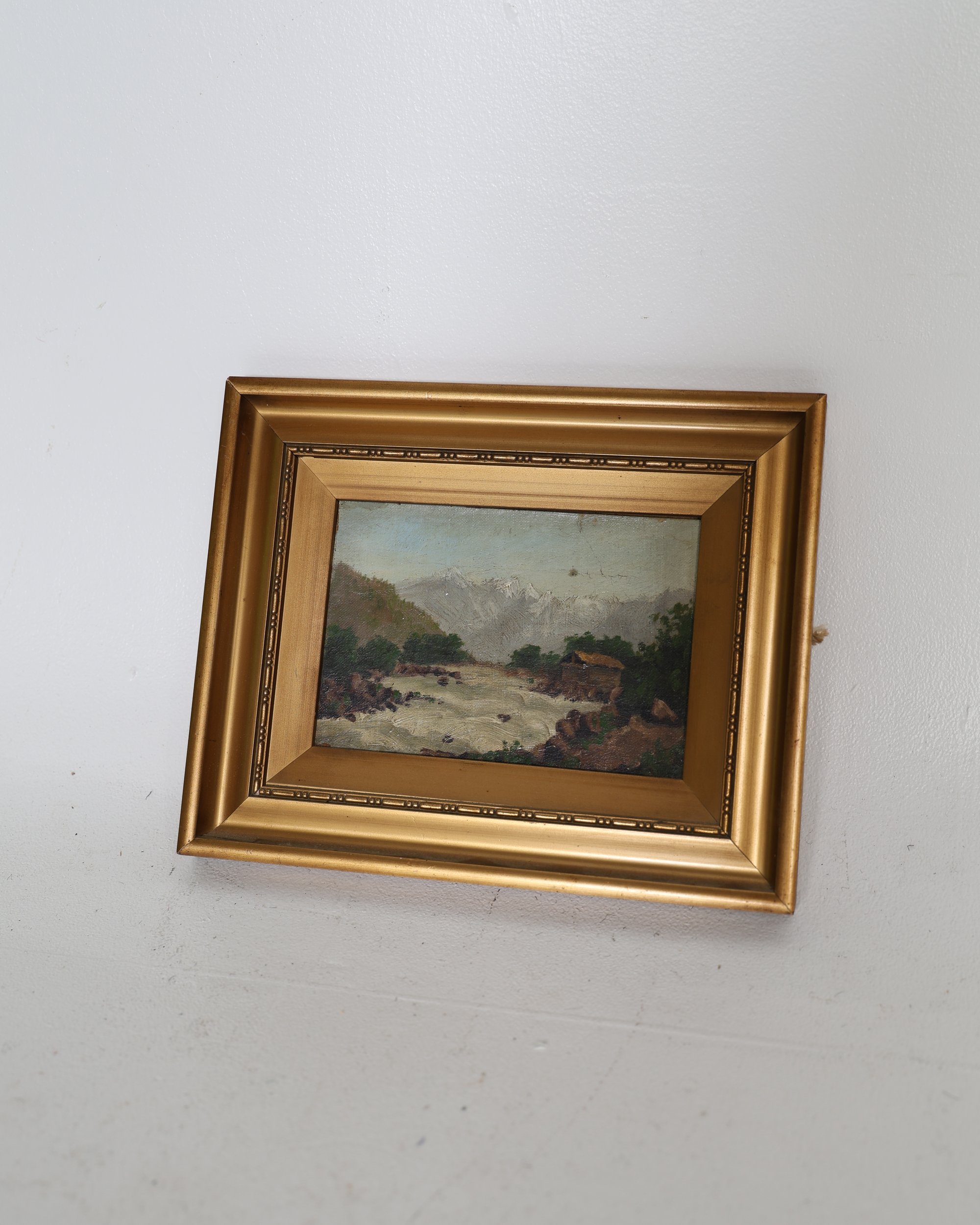 Chien Khan River Landscape Oil Painting in Gold Tone Frame