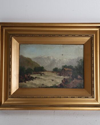 Chien Khan River Landscape Oil Painting in Gold Tone Frame