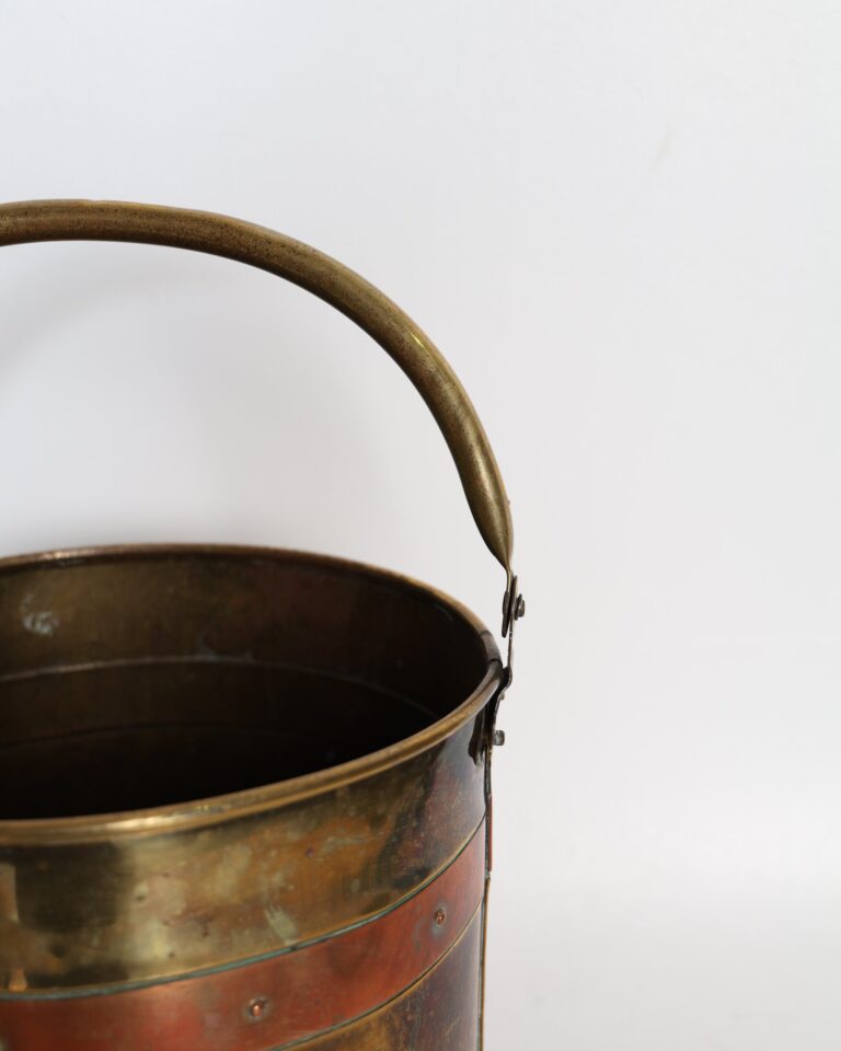 Vintage Brass and Copper Bucket with Swing Handle