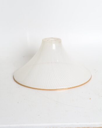 Vintage Style Ribbed Glass Light Shade with Gold Tone Rim