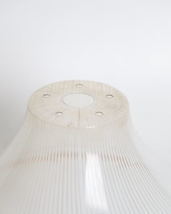 Vintage Style Ribbed Glass Light Shade with Gold Tone Rim