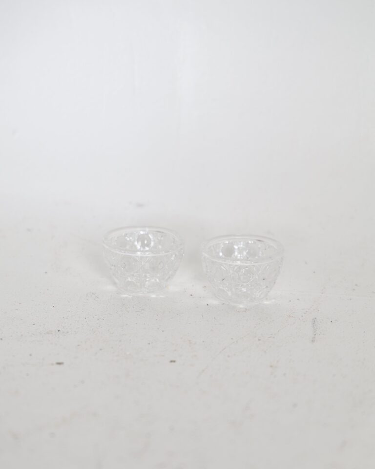 Pair of Pressed Clear Glass Patterned Salt Cellars