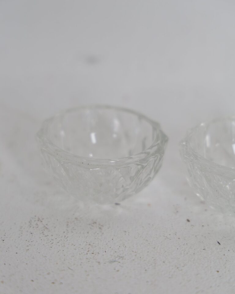 Pair of Small Clear Glass Salt Cellars