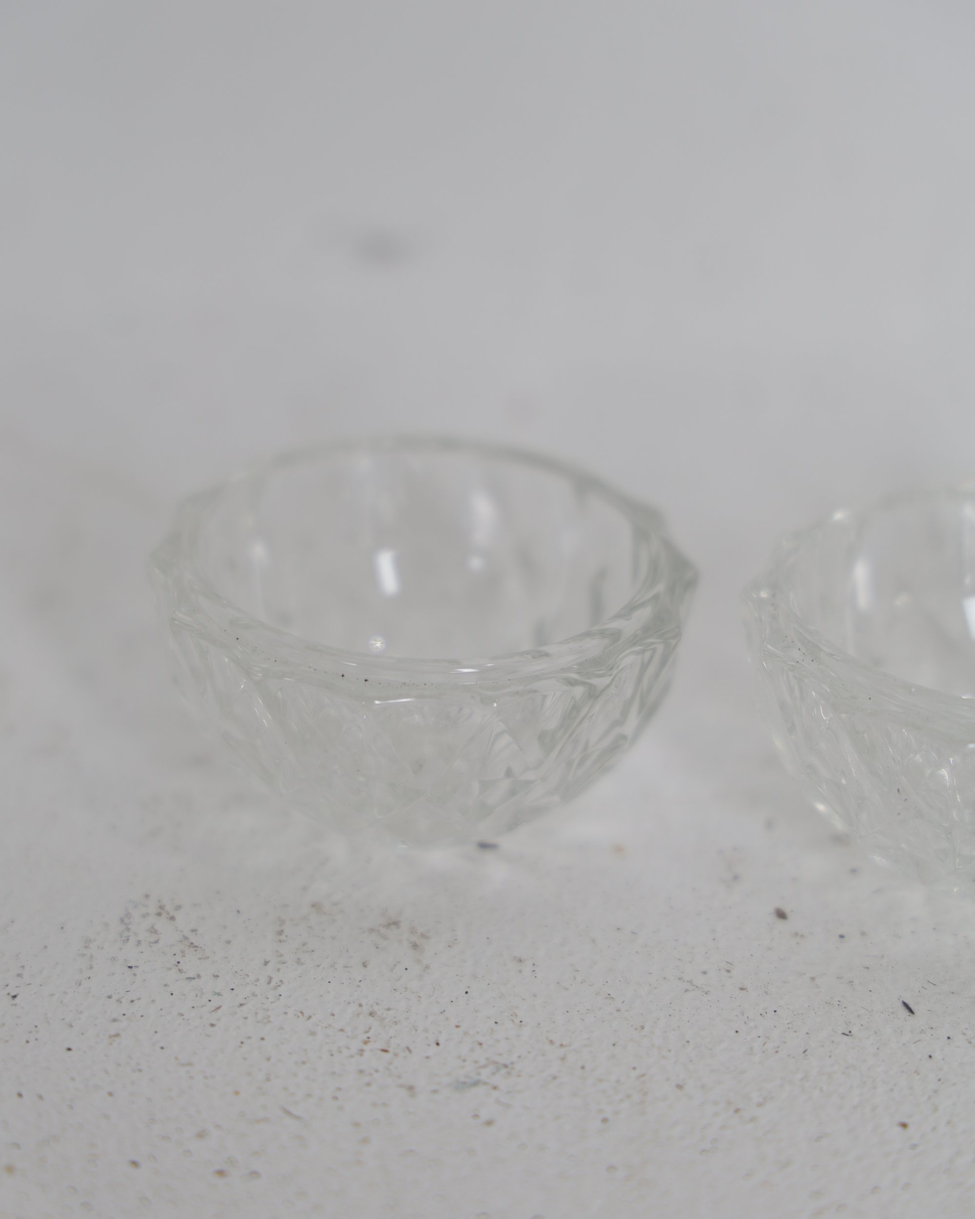 Pair of Small Clear Glass Salt Cellars