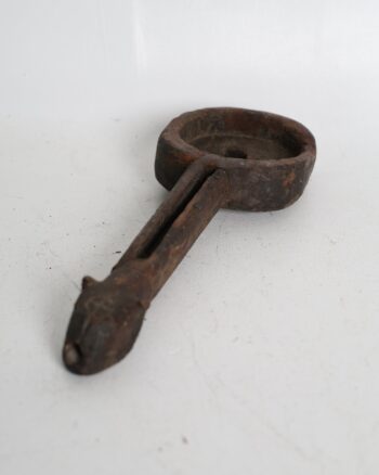 Rustic Carved Wooden Ladle with Animal Head Detail