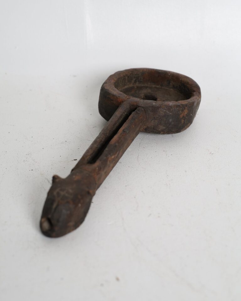 Rustic Carved Wooden Ladle with Animal Head Detail