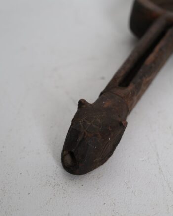 Rustic Carved Wooden Ladle with Animal Head Detail