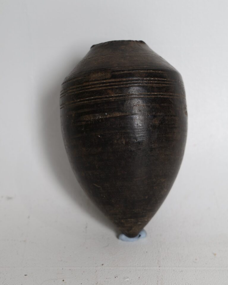 Turned Wooden Decorative Vessel with Incised Detail