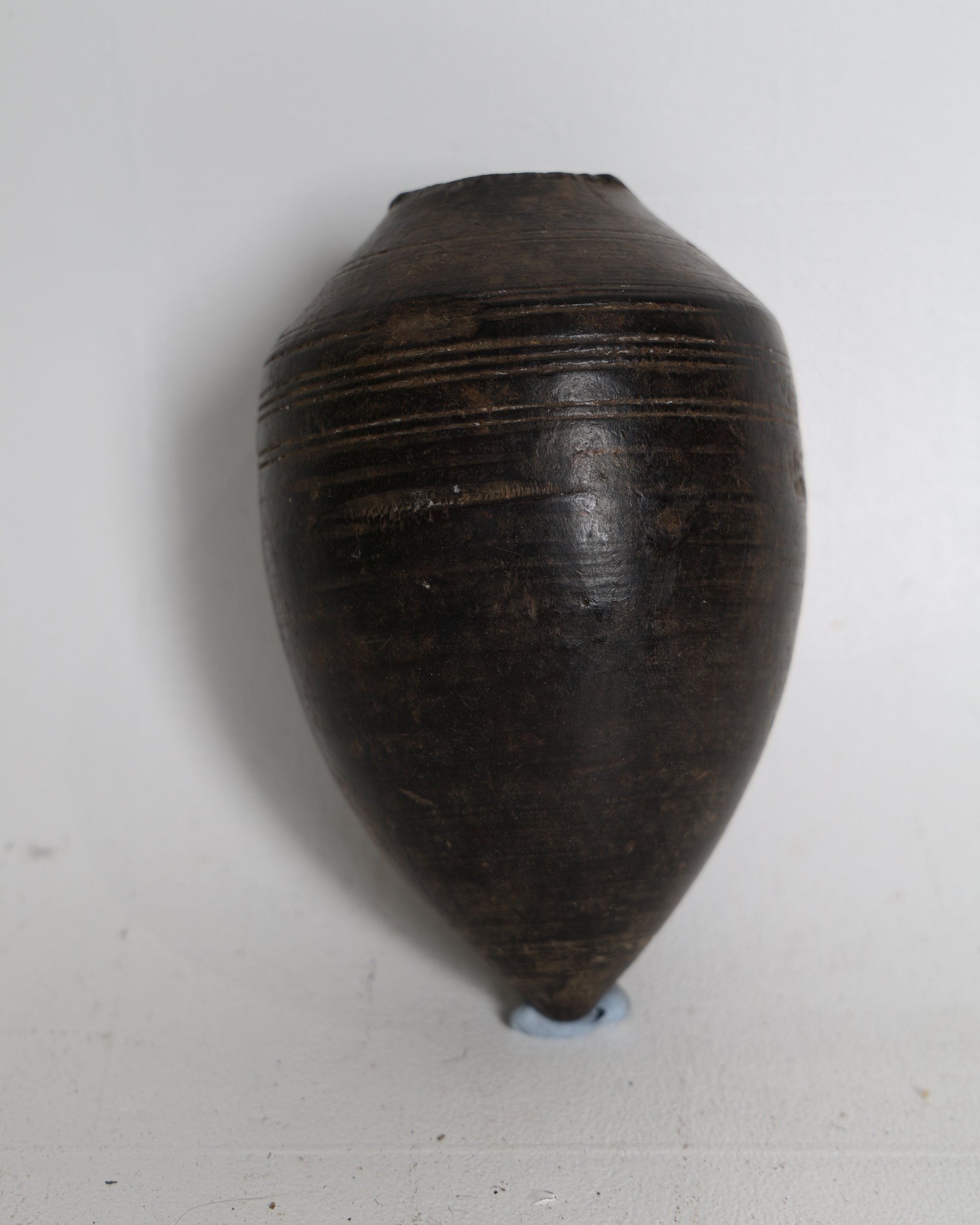 Turned Wooden Decorative Vessel with Incised Detail