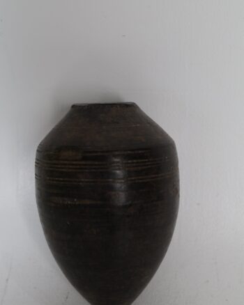 Turned Wooden Decorative Vessel with Incised Detail