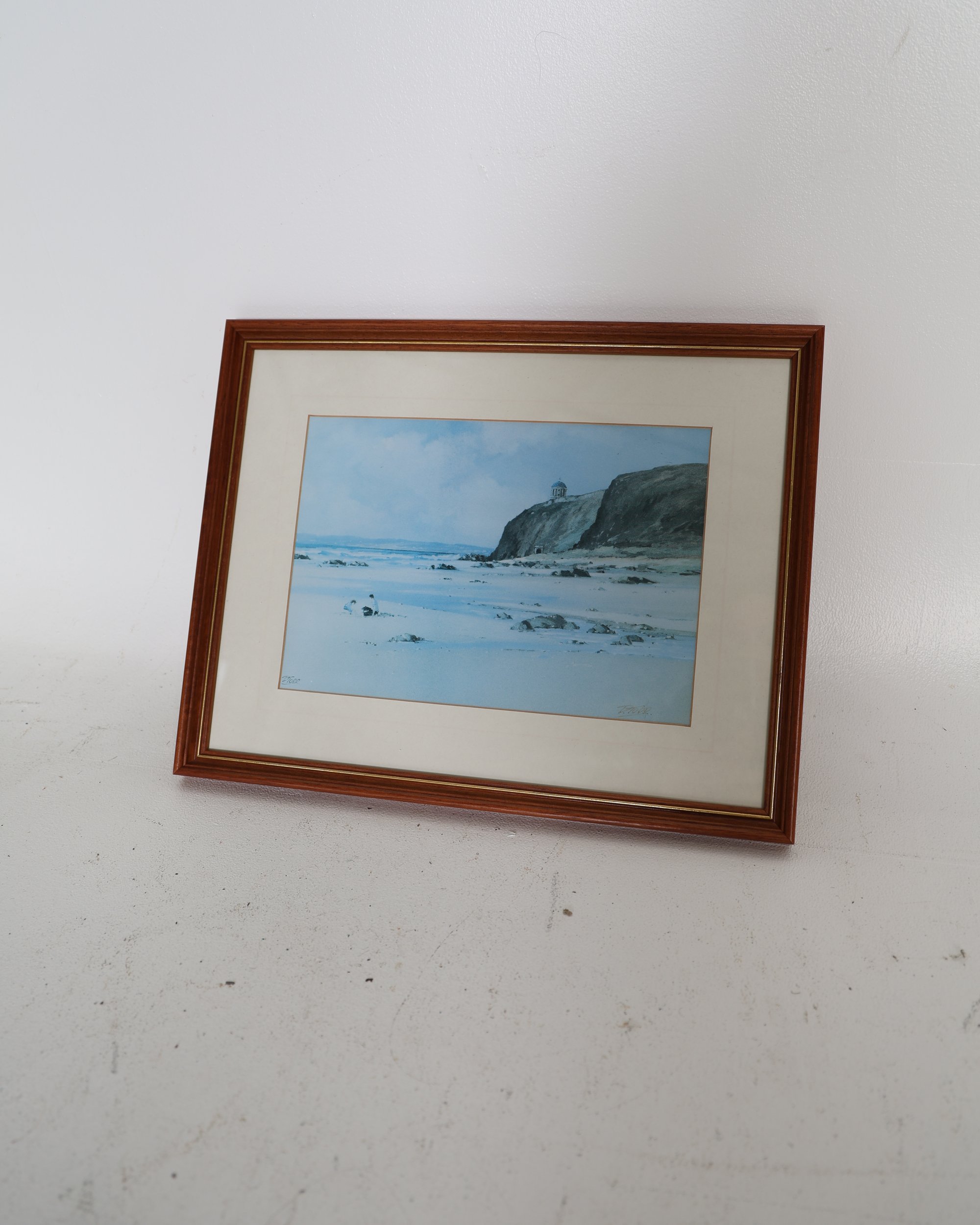 Framed Coastal Landscape Print by B Toole depicting Mussenden Temple