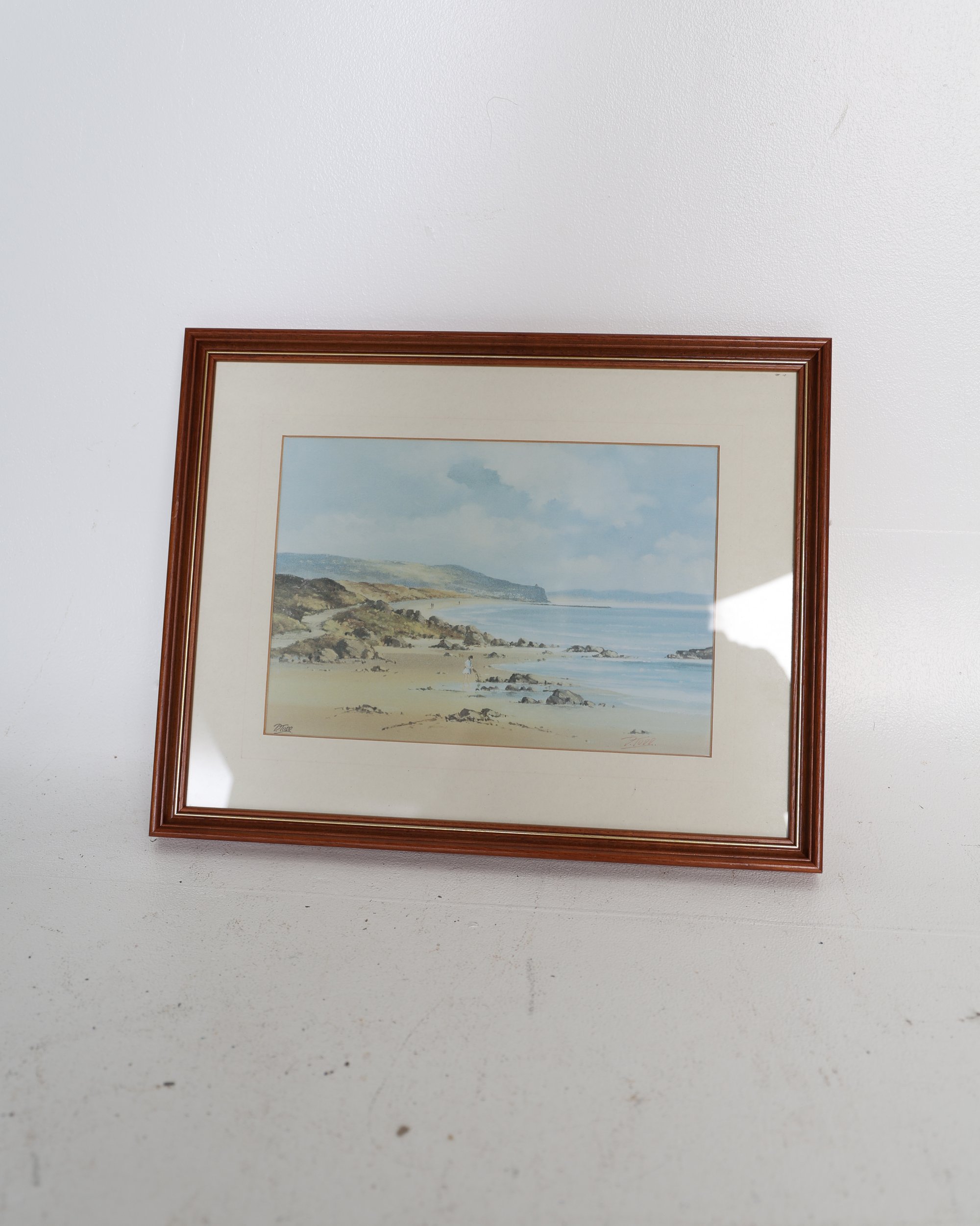 Framed Coastal Scene Print Signed P Tope