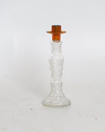Clear Glass Candlestick with Orange Insert