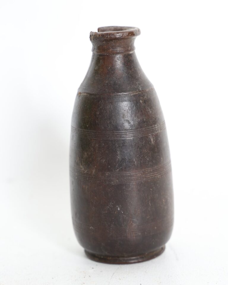 Dark Brown Rustic Glazed Stoneware Bottle