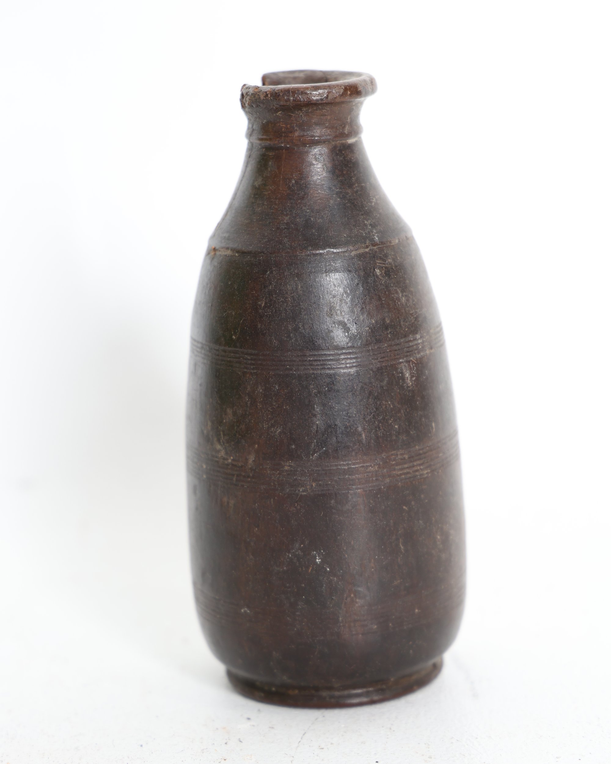Dark Brown Rustic Glazed Stoneware Bottle