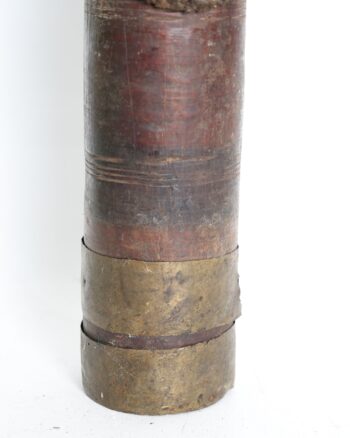 Rustic Banded Wooden Cylinder Container with Rope Handle