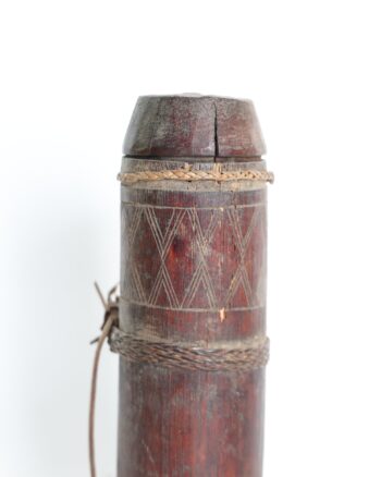 Vintage Style Carved Bamboo Tribal Container with Lid