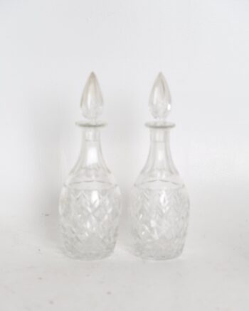 Pair of Cut Glass Decanters with Spire Stoppers
