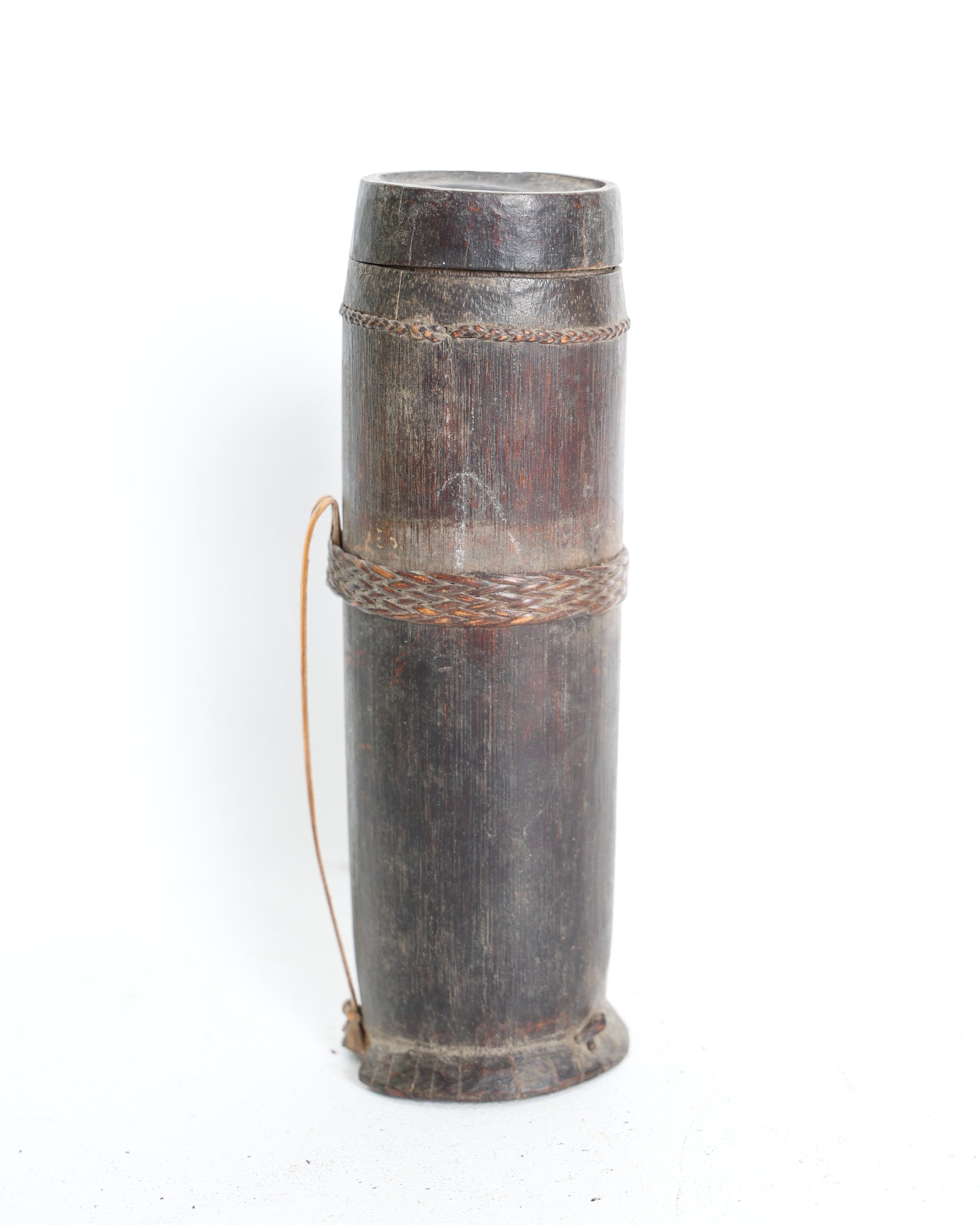 Decorative Carved Bamboo Storage Cylinder Container