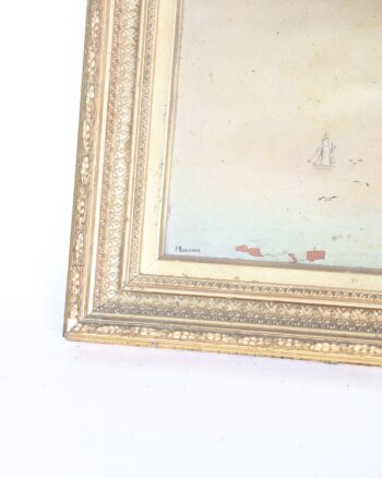 Framed Maritime Seascape Picture Signed Morning