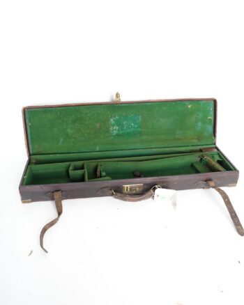 Monogrammed Leather Gun Case with Green Felt Lining