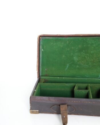 Monogrammed Leather Gun Case with Green Felt Lining