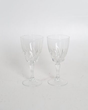 Pair of Cut Glass Wine Goblets with Fluted Stems