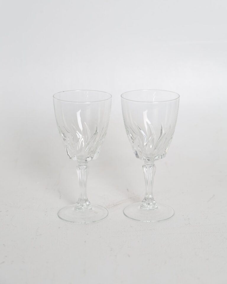 Pair of Cut Glass Wine Goblets with Fluted Stems