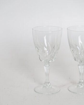 Pair of Cut Glass Wine Goblets with Fluted Stems