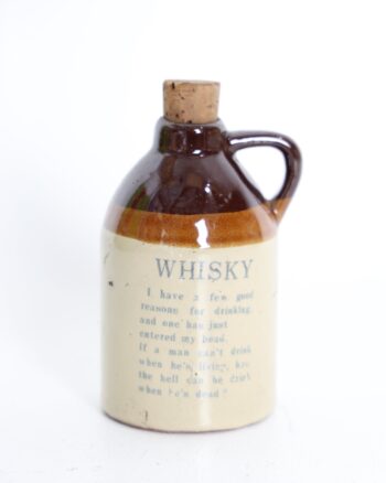 Two Tone Ceramic Whisky Flagon with Humorous Drinking Quote