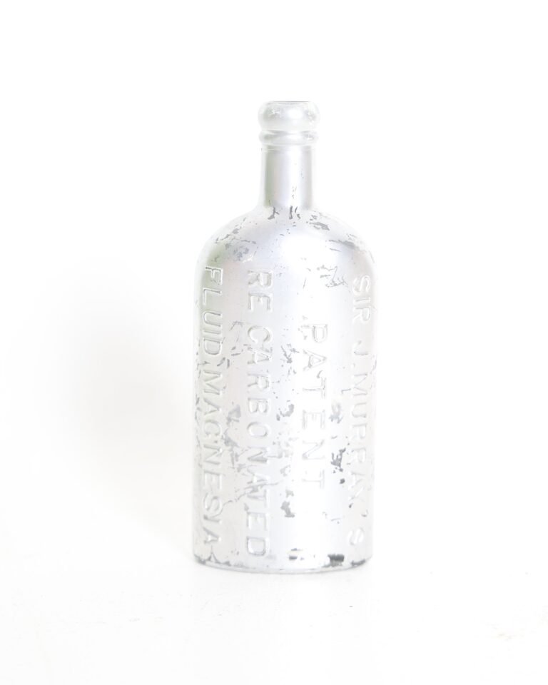 Sir J Murrays Patent Fluid Magnesia Silver Tone Glass Bottle