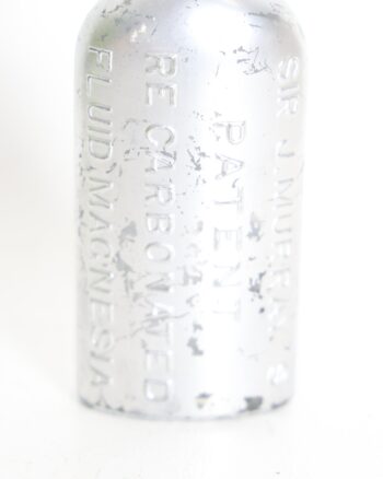 Sir J Murrays Patent Fluid Magnesia Silver Tone Glass Bottle