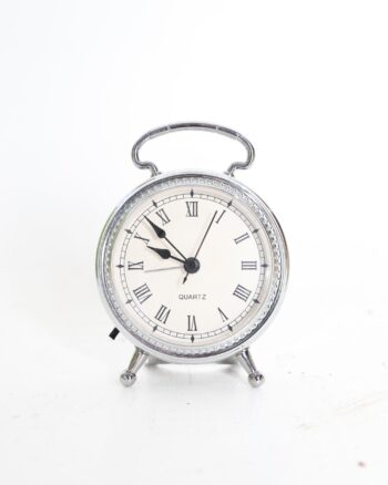 Vintage Style Silver Tone Quartz Alarm Clock