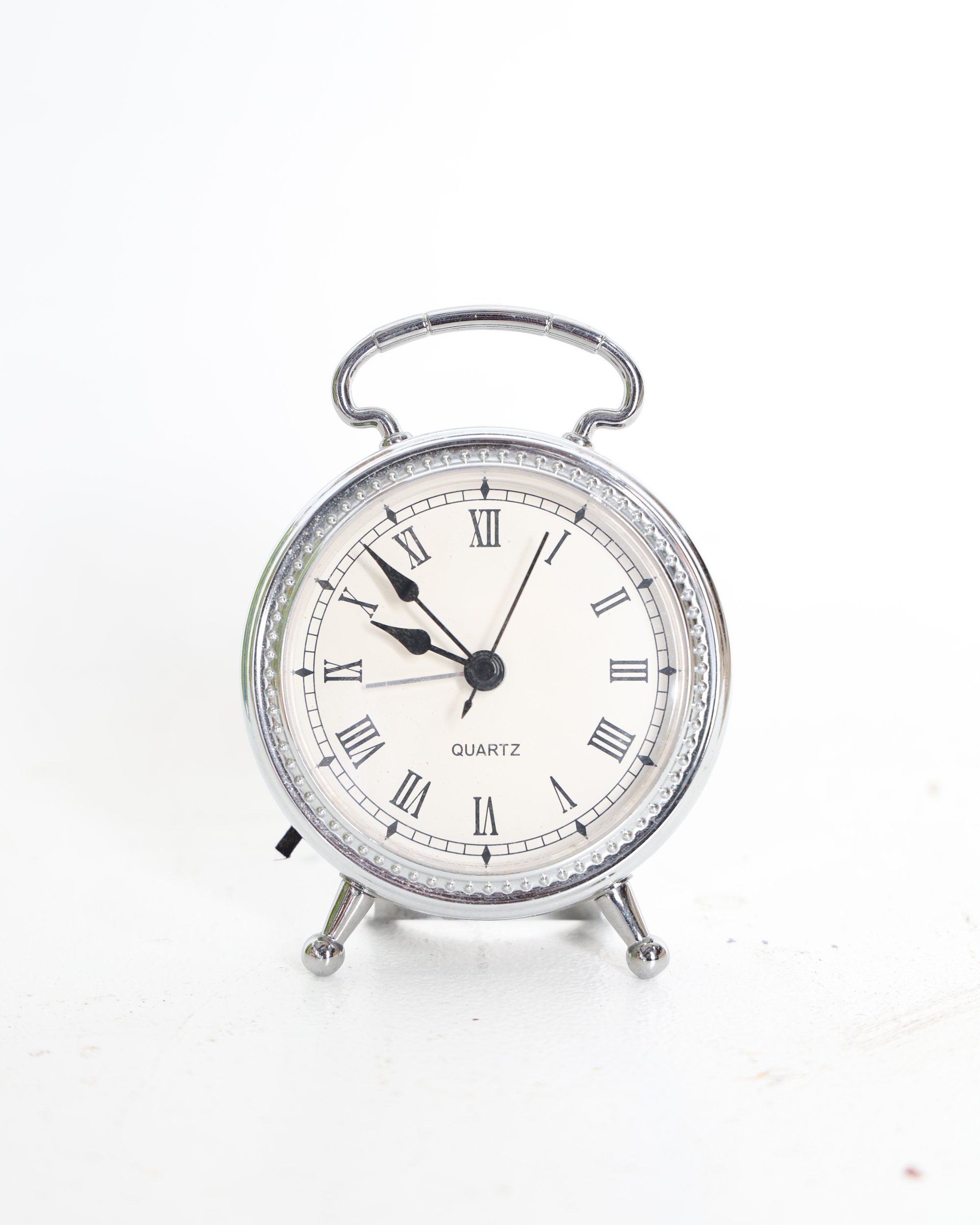 Vintage Style Silver Tone Quartz Alarm Clock